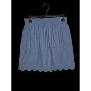 J.Crew Scalloped‎ Linen-Cotton Lined Mini Skirt - Spring Womens  Sz 4 Blue
